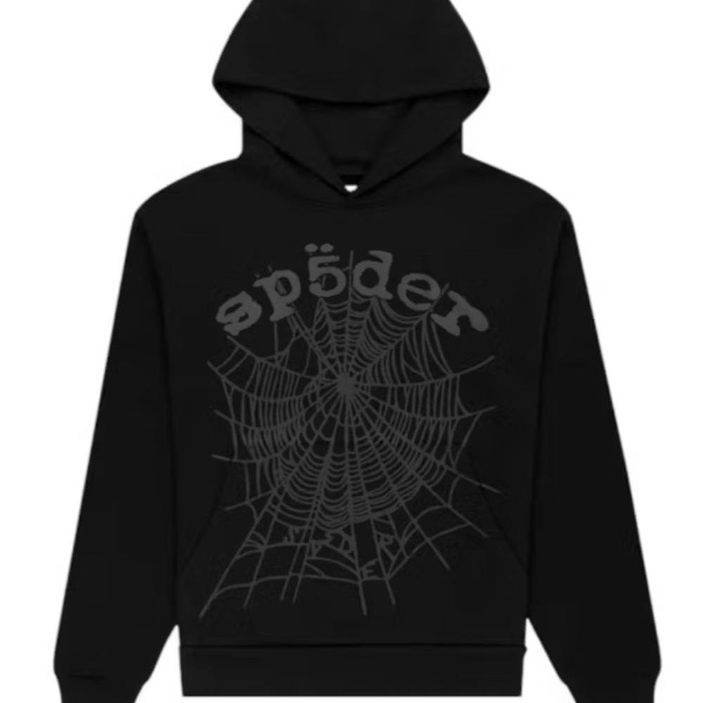 Black Hoodie with Spider Web Design